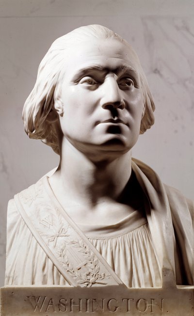 Busto in marmo di George Washington (1732-1789). Scultura di Jean Antoine Houdon (1741-1828) 1786. Parigi, Museo del Louvre da Jean Antoine Houdon