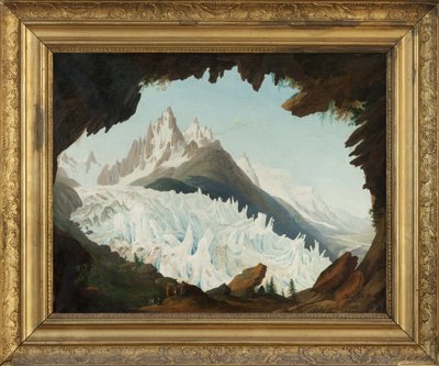 Vista delle Alpi presa dalla volta chiamata Chapeau del ghiacciaio dei boschi da Jean Antoine Linck