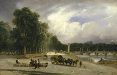 Vista del Cours la Reine, c.1828 da Jean Antoine Theodore Gudin
