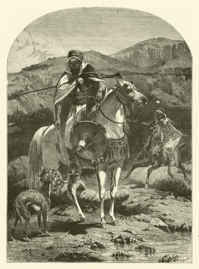 Caccia alla lepre in Algeria con levrieri (incisione) da Jean Antoine Valentin Foulquier
