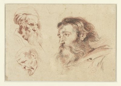 Tre teste di uomo da Jean Antoine Watteau (rejected attribution)