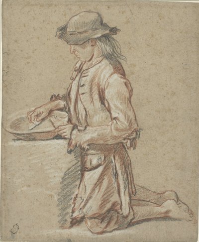 Ragazzo con cappello di feltro vicino a un bacino da Jean Antoine Watteau (rejected attribution)
