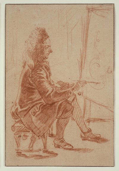 Un pittore con le barbe (forse Claude Audran), 1709 circa (gesso rosso su carta vergata, appoggiato su cartoncino vergato color crema) da Jean Antoine Watteau