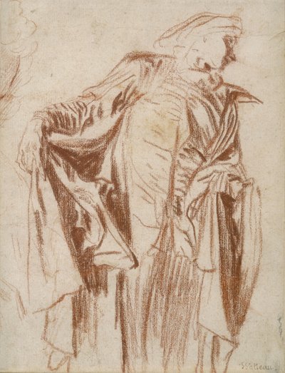 Attore in piedi con la testa girata a destra, c. 1719-1720 da Jean Antoine Watteau