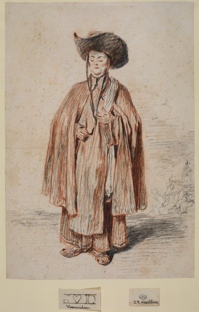 Frate carmelitano in piedi, circa 1715 da Jean Antoine Watteau
