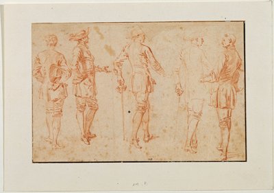 Cinque uomini in piedi ... da Jean Antoine Watteau