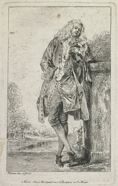 Figure di moda: Uomo in piedi Acconde da Jean Antoine Watteau