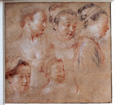 Cinque acconciature di donne da Jean Antoine Watteau