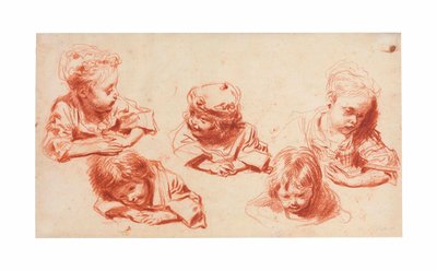 Cinque studi di bambini da Jean Antoine Watteau