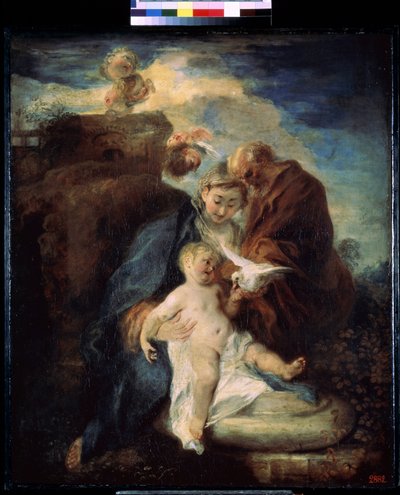 La Sacra Famiglia, riposo durante la fuga in Egitto. Dipinto di Jean Antoine Watteau (1684-1721). Olio su tela da Jean Antoine Watteau