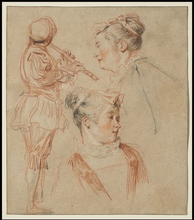 Studi di un Flautista e Due Donne da Jean Antoine Watteau