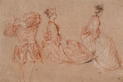 Studi di un flautista e due donne, 1717 da Jean Antoine Watteau