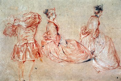 Studio di un flautista e due donne da Jean Antoine Watteau