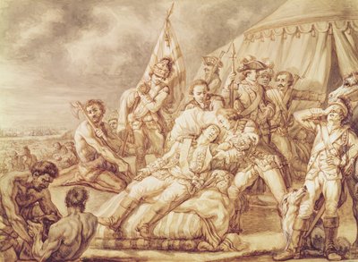 La morte del Marchese de Montcalm de Saint-Veran (1712-59) da Jean Antoine Watteau