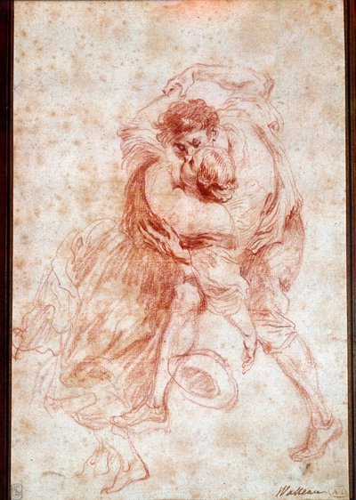 Il bacio disegnato ha il sangue di Jean Antoine Watteau. XVIII secolo. Parigi, Museo del Louvre da Jean Antoine Watteau