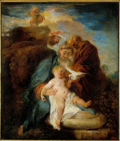 La Sacra Famiglia, il riposo durante la fuga in Egitto da Jean Antoine Watteau