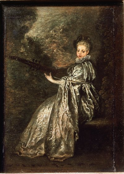La ragazza finetta che suona uno strumento a corda da Jean Antoine Watteau