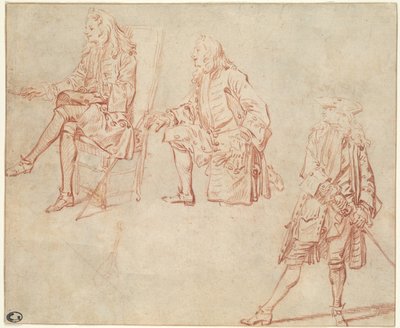 Tre studi di un gentiluomo da Jean Antoine Watteau