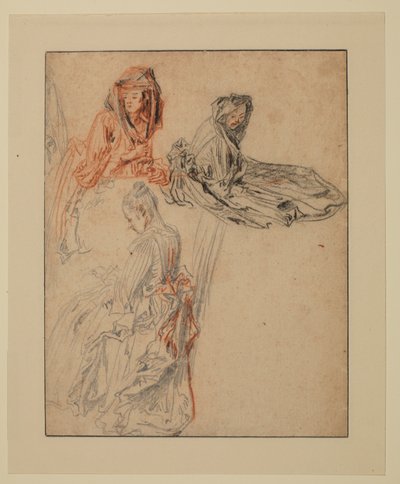 Tre studi di figure femminili, 1716 - 1718 circa da Jean Antoine Watteau