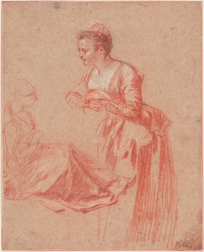 Due studi di figura di una giovane donna da Jean Antoine Watteau