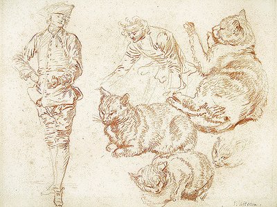 Due uomini e quattro gatti da Jean Antoine Watteau