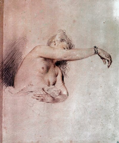 Donna nuda, braccio alzato da Jean Antoine Watteau