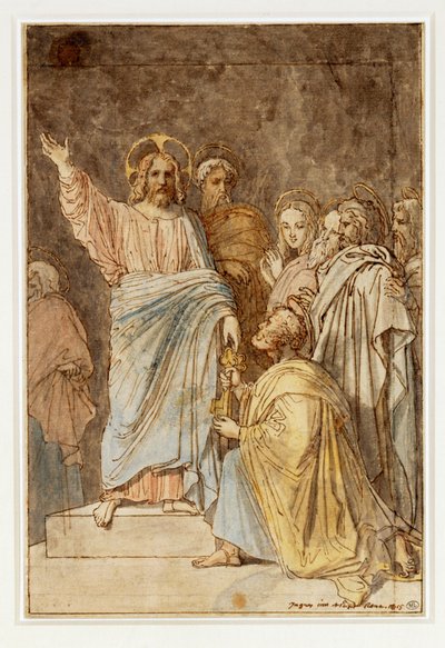 Cristo consegna le chiavi a San Pietro. Datato 1815 ... da Jean Auguste Dominique Ingres