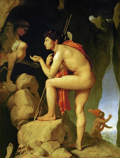 Edipo che risolve gli enigmi della sfinge ... da Jean Auguste Dominique Ingres