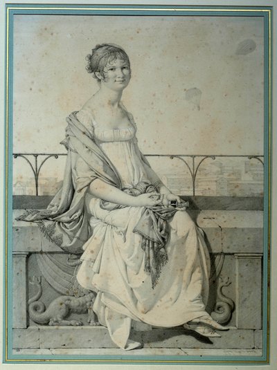 Ritratto di Miss Barbara Bansi seduta in un paesaggio italiano. Disegno di Jean Auguste Dominique Ingres (1780-1867) da Jean Auguste Dominique Ingres