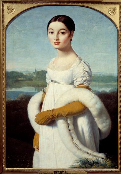 Ritratto di Mademoiselle Caroline Riviere: La giovane donna è vestita alla moda del Primo Impero da Jean Auguste Dominique Ingres