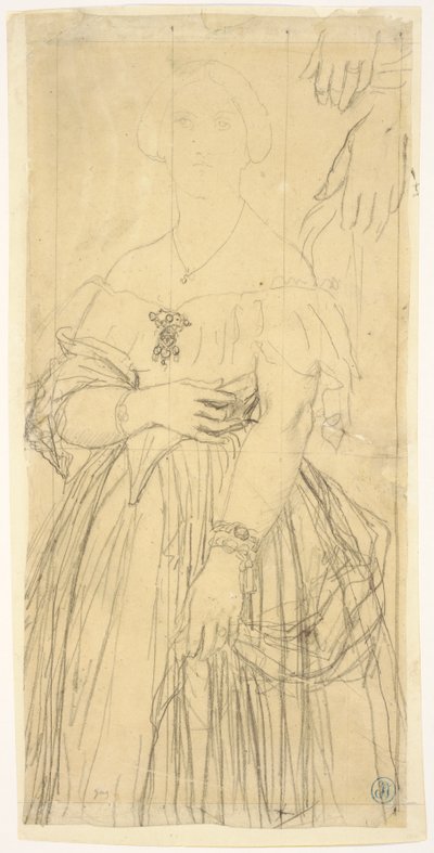 Studio per il vestito e le mani di Madame Moitessier da Jean Auguste Dominique Ingres