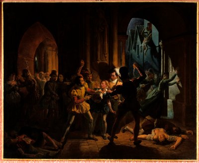 Massimiliano di Béthune che sfugge al massacro di San Bartolomeo da Jean Auguste Dubouloz