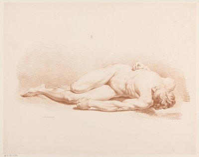 Uomo nudo sdraiato da Jean Augustin Daiwaille