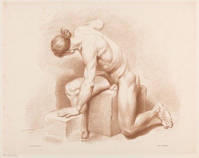 Uomo nudo seduto da Jean Augustin Daiwaille