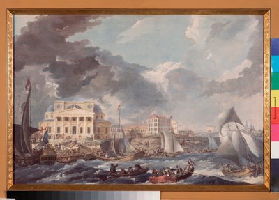 Vista della Borsa a San Pietroburgo - Opera di Jean Balthazard de la Traverse (seconda metà del XVIII secolo), acquerello e gouache su carta da Jean Balthazard de la Traverse