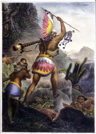 Un indiano Coroado che dà il segnale di ritirata, 1839 da Jean Baptiste (after) Debret