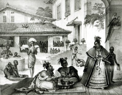 Interno di una casa di Cigganos, da "Voyage Pictoresque et Historique au Bresil". da Jean Baptiste (after) Debret