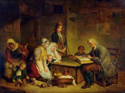 Un padre che legge la Bibbia alla sua famiglia da Jean Baptiste (after) Greuze