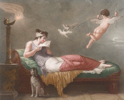 Cupido consegna una lettera d