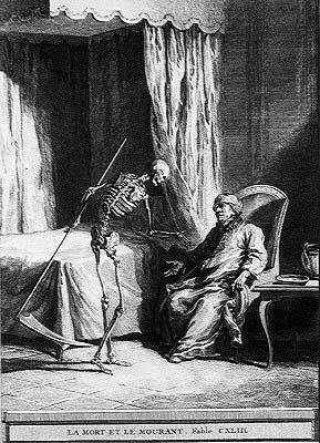 Morte e morire (incisione) da Jean Baptiste (after) Oudry
