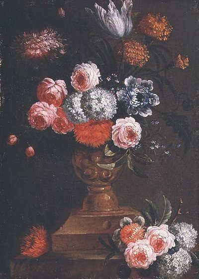 Tulipani, Calendule, Viburno, Nontiscordardimé, Rose e altri Fiori in un