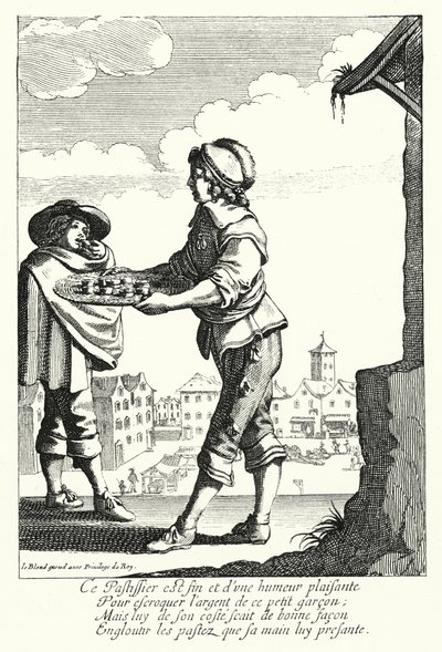 Il venditore di torte (incisione) da Jean Baptiste Alexandre (after) Le Blond