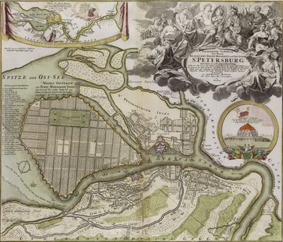 Mappa del piano regolatore di San Pietroburgo da Jean Baptiste Alexandre Le Blond