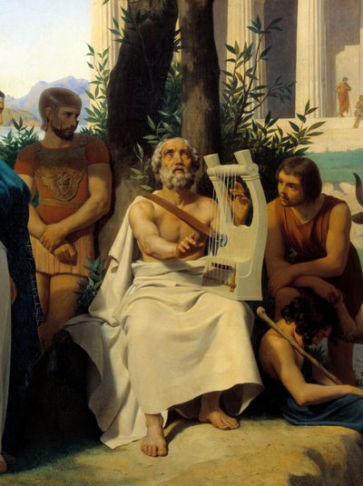 Omero, poeta greco del IX secolo a.C. Dettaglio del dipinto di Jean-Baptiste Auguste Leloir (1809-1892) Museo del Louvre da Jean Baptiste Auguste Leloir
