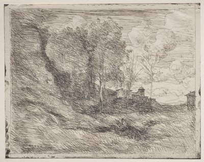 Un souvenir di Ostia, impressione originale 1855, stampato nel 1921 da Jean Baptiste Camille Corot