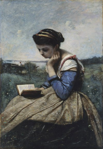 Una donna che legge da Jean Baptiste Camille Corot