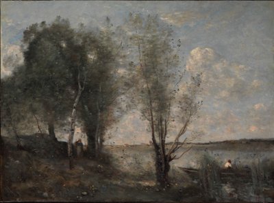 Barcaiolo tra le canne, c.1865 da Jean Baptiste Camille Corot