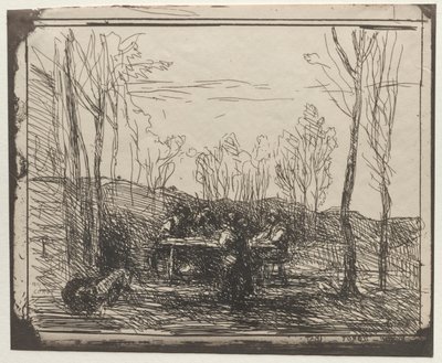 Colazione in una radura, impressione originale 1857, stampata nel 1921 da Jean Baptiste Camille Corot