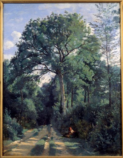 Città di Avray, Entrando nel bosco con carrozza Dipinto di Camille Corot (1796-1875) 1924 Edimburgo, galleria nazionale da Jean Baptiste Camille Corot