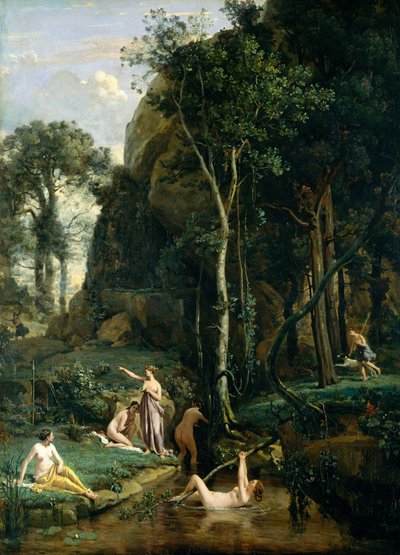 Atteone sorprende la dea Artemide (Diana) mentre fa il bagno con le sue compagne da Jean Baptiste Camille Corot